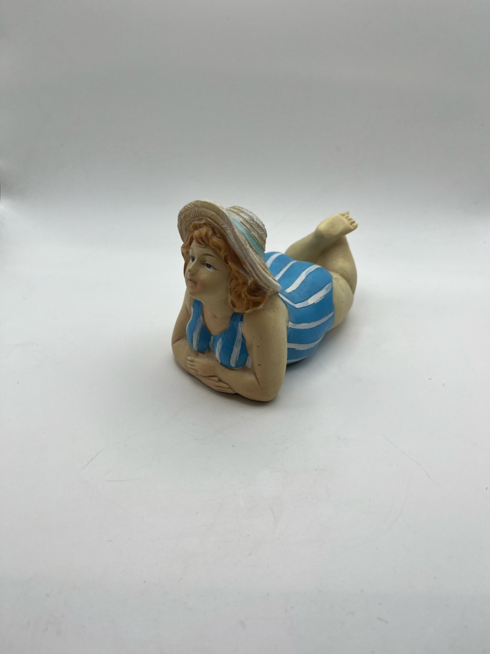 Blue Striped Bathing Beauty Figurine - Decorative Home Accent